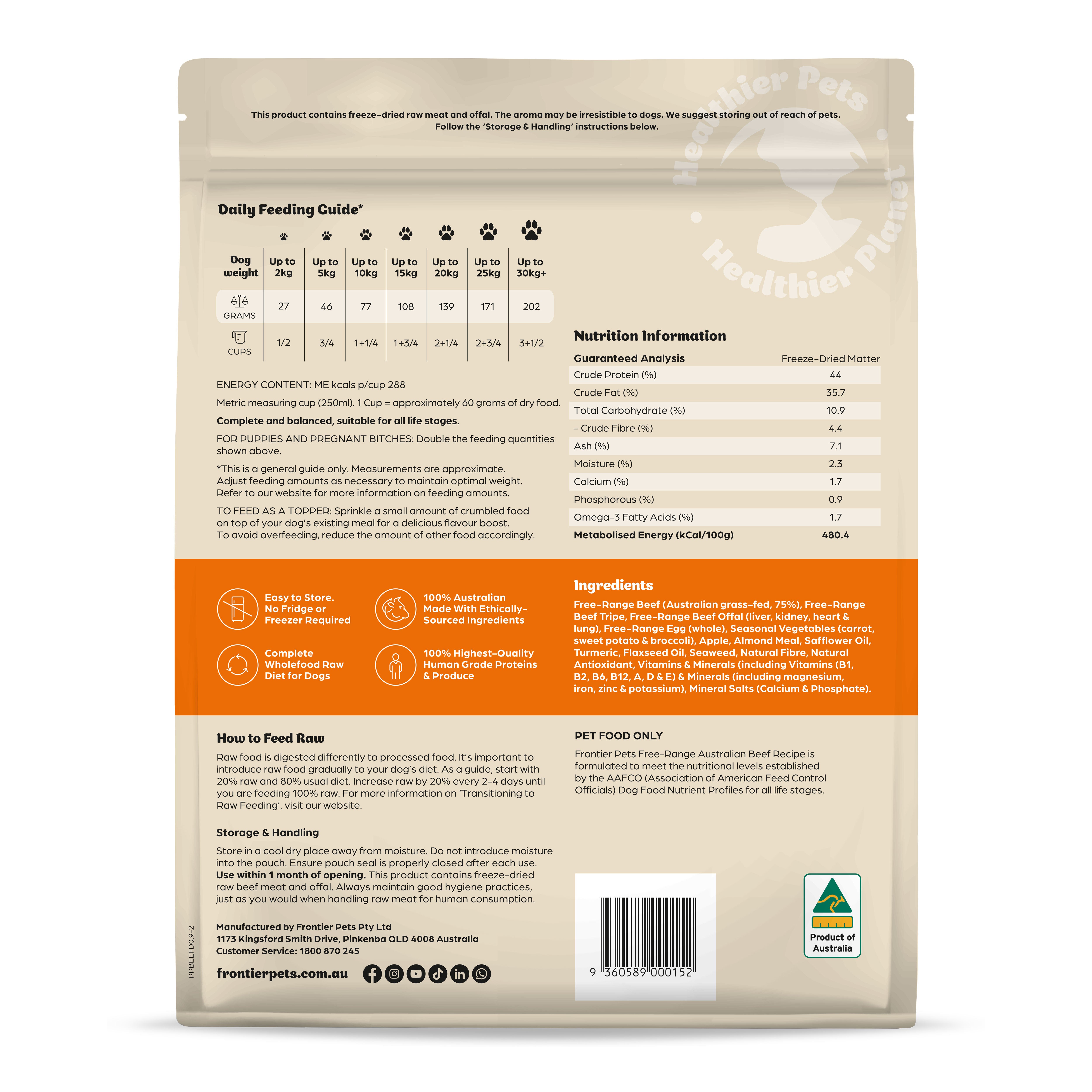 Free-Range Beef | Raw Freeze-Dried Dog Food 900g