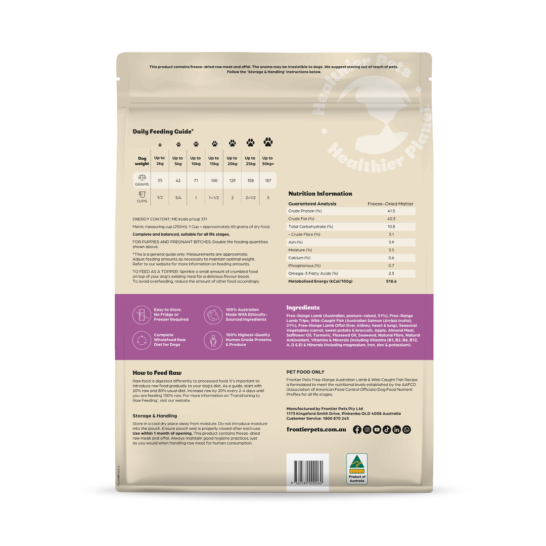 Free-Range Lamb & Wild-Caught Fish | Raw Freeze-Dried Dog Food 2.5kg
