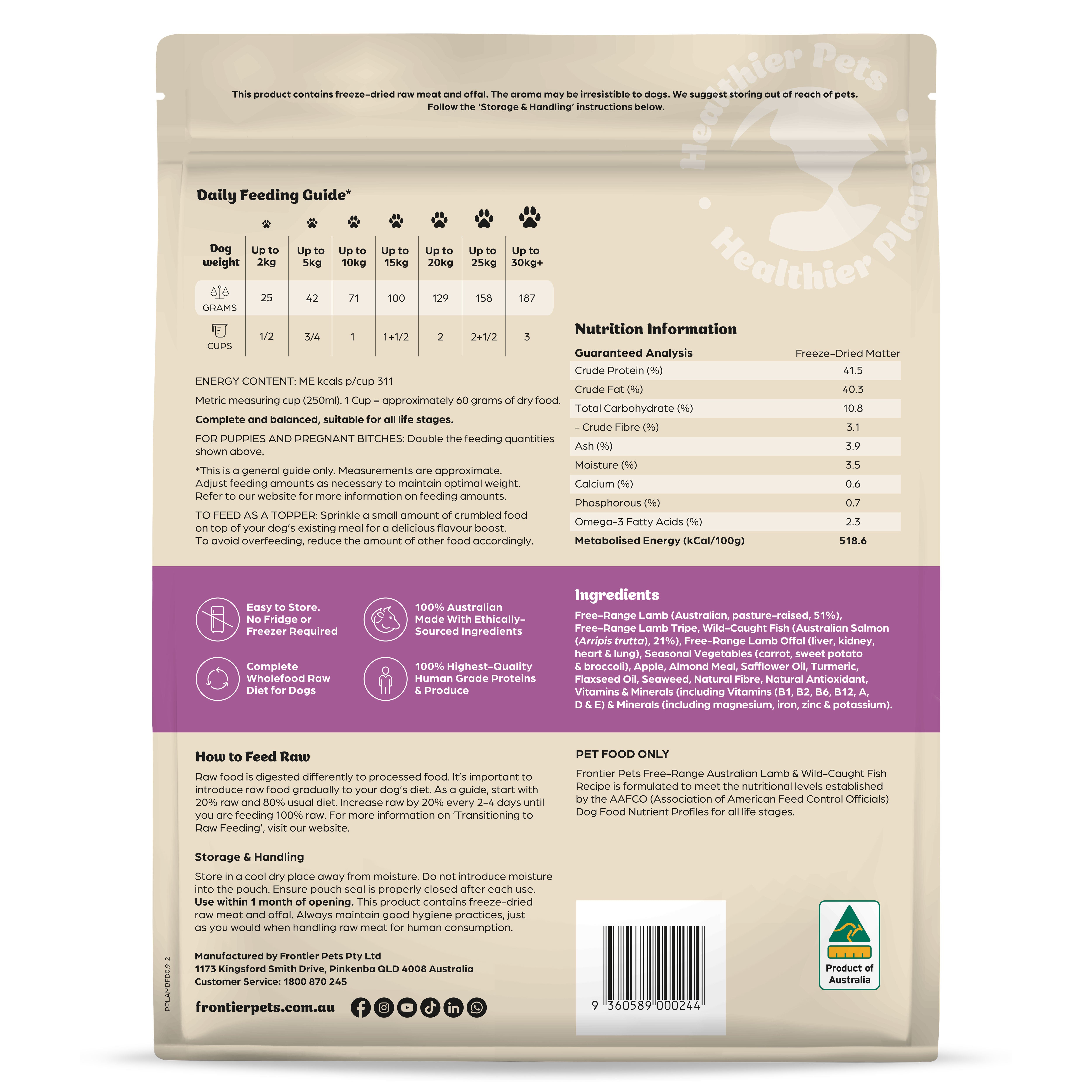 Free-Range Lamb & Wild-Caught Fish | Raw Freeze-Dried Dog Food 900g