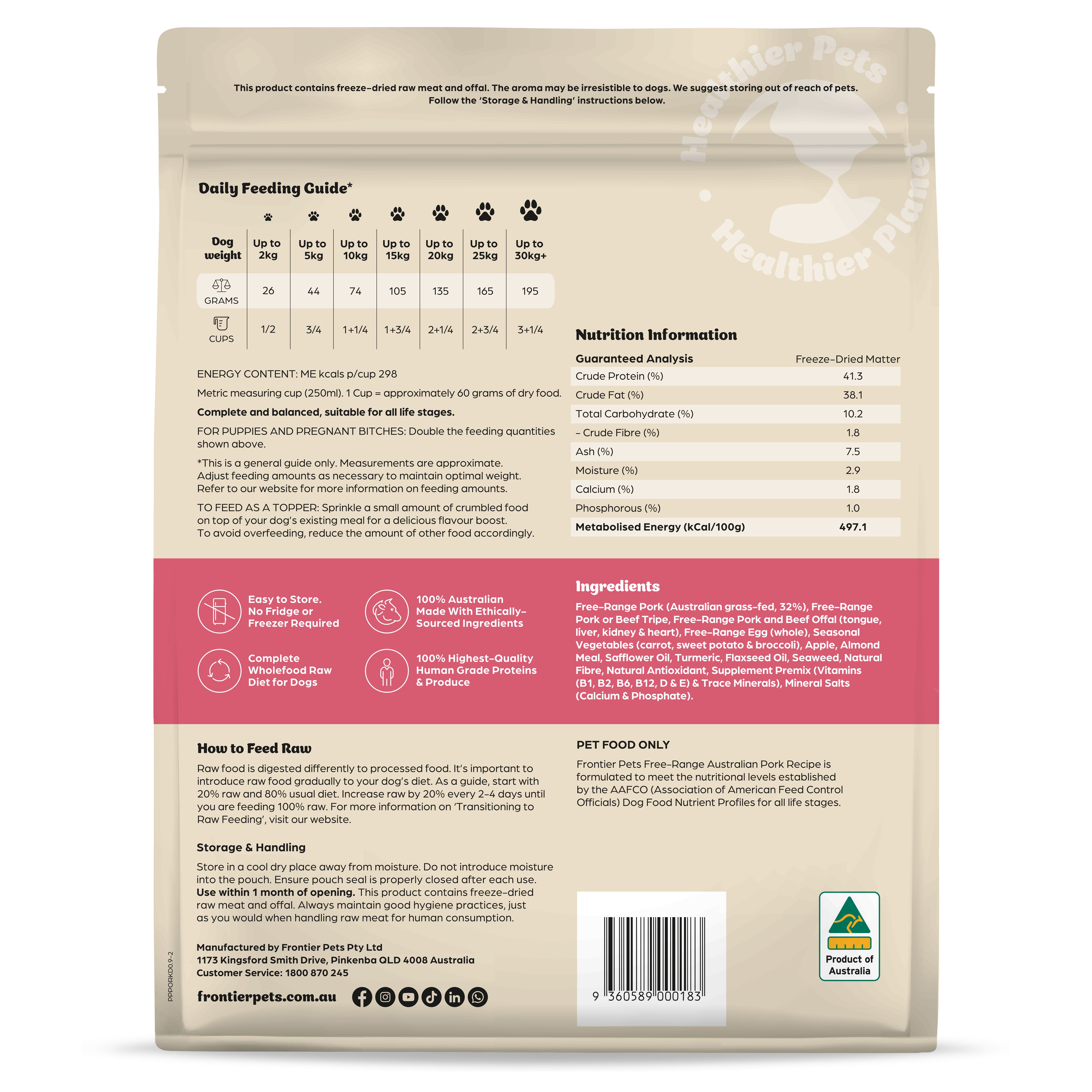 Free-Range Pork | Raw Freeze-Dried Dog Food 900g