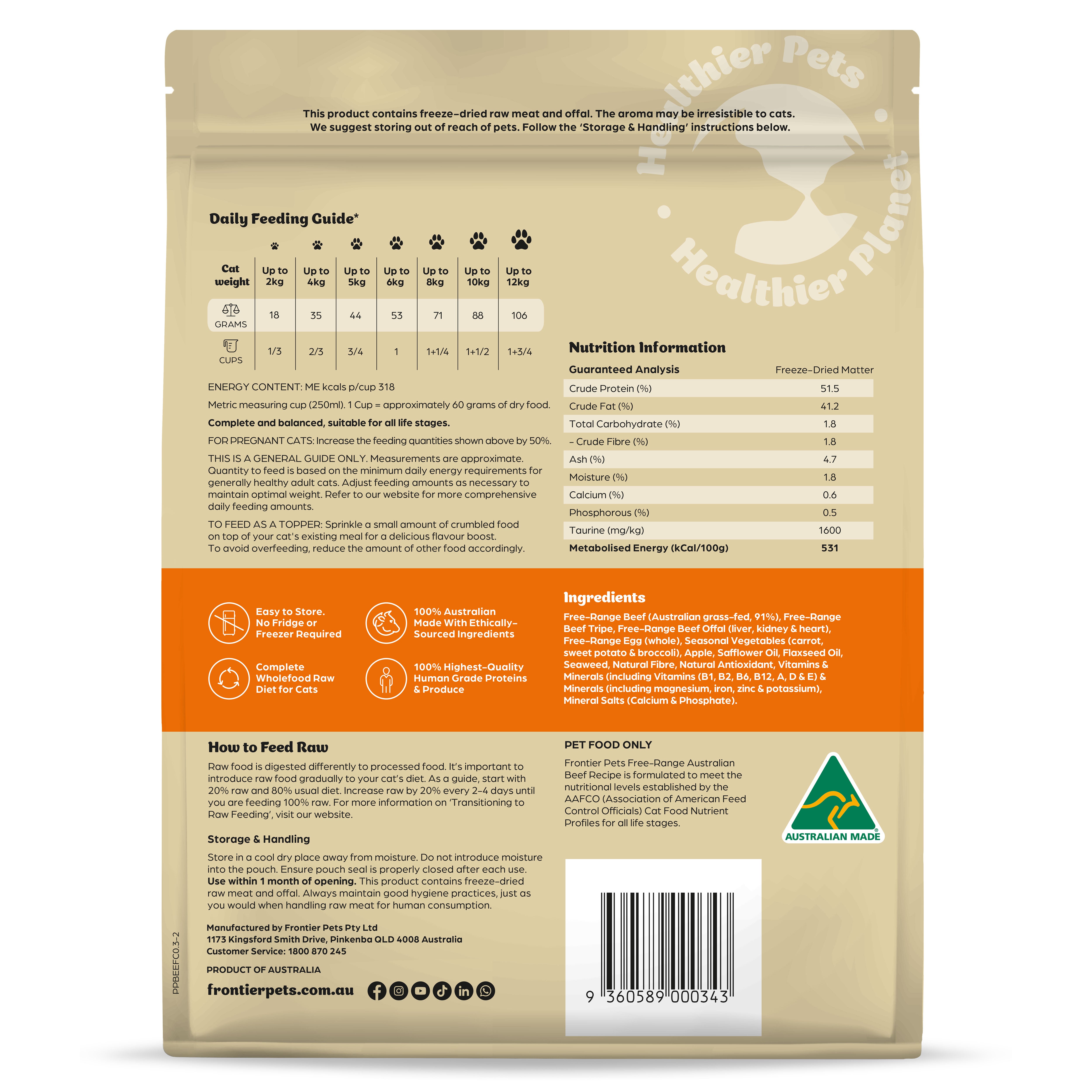 2 x 300g CAT COMBO | Beef + Lamb & Fish | Raw Freeze-Dried Cat Food