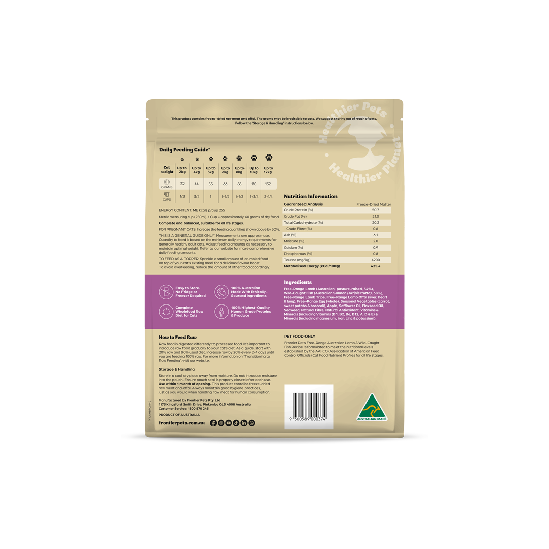2 x 900g CAT COMBO | Beef + Lamb & Fish | Raw Freeze-Dried Cat Food
