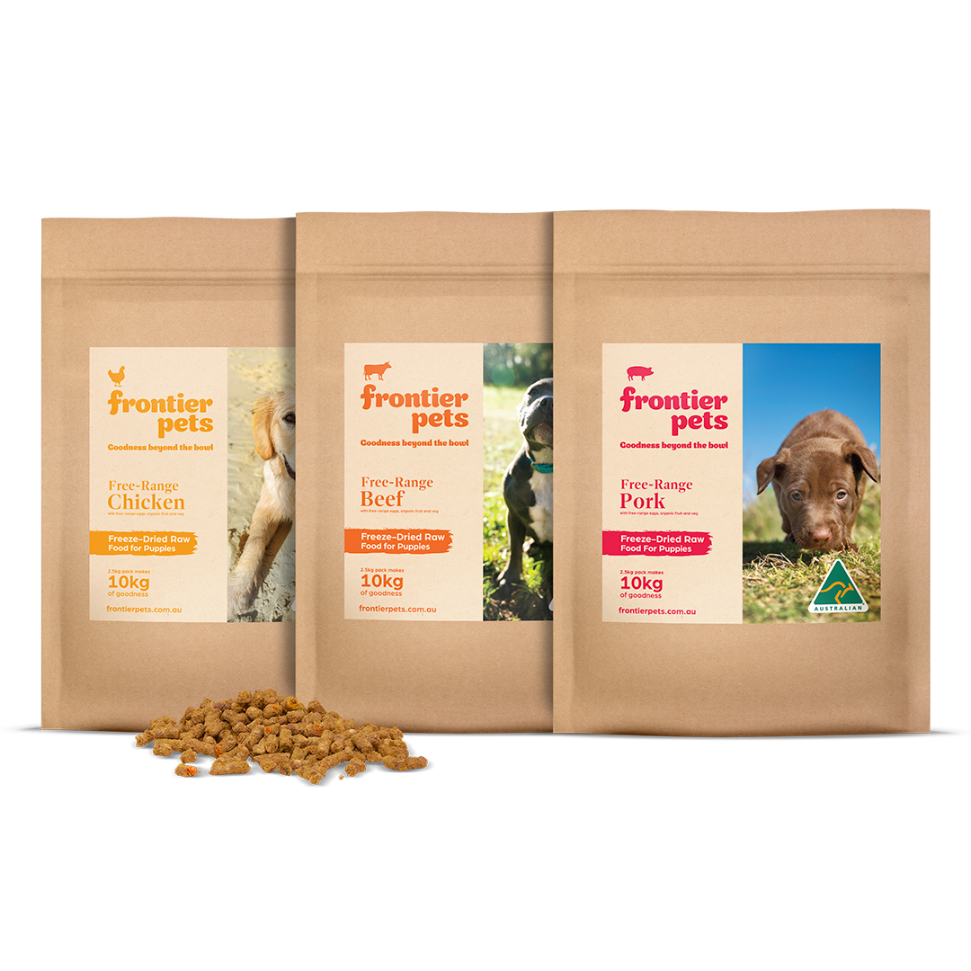 LARGE PACK COMBO | Free-Range 'Beef + Pork + Chicken' | Raw Freeze Dried - Puppy