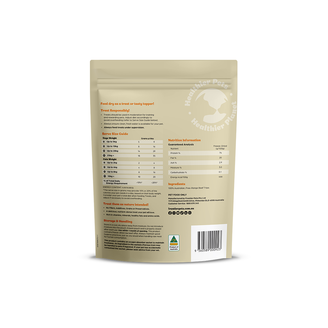 Free-Range Beef Tripe | Raw Freeze-Dried Wholefood Treats 100g