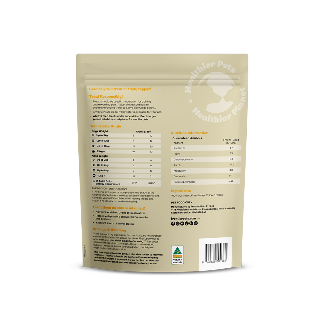 Free-Range Chicken Necks | Raw Freeze-Dried Wholefood Treats 200g